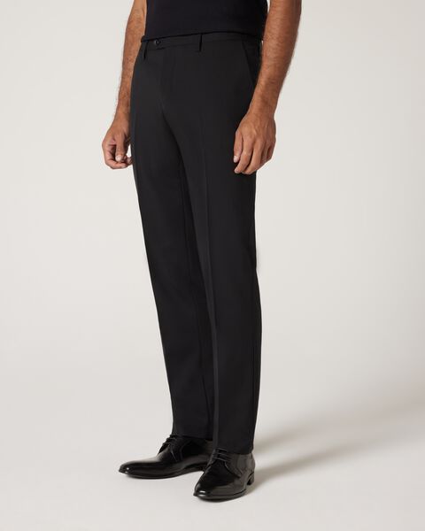 Wool Blend Regular Stretch Premium Tailored Pant, Black, hi-res